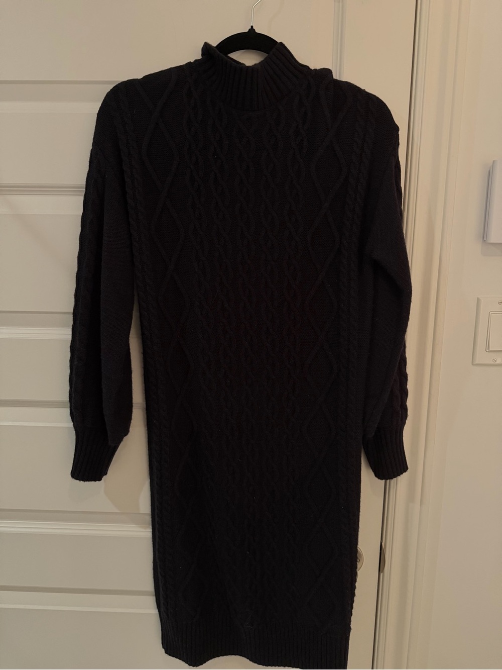 Guess Black Cable-Knit Turtleneck Sweater Dress